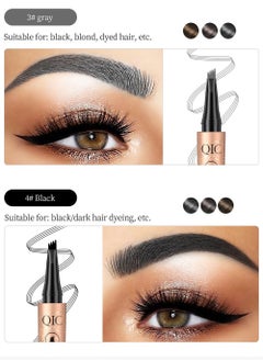 QIC Eyebrow Pencil with an Upgrade Micro Fork Tip Applicator Waterproof Long Lasting Microblading Pencil for Eyebrows Microblading Pen for Natural Looking Brows Makeup Black #4  - Image 3