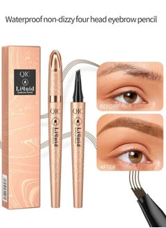 QIC Eyebrow Pencil with an Upgrade Micro Fork Tip Applicator Waterproof Long Lasting Microblading Pencil for Eyebrows Microblading Pen for Natural Looking Brows Makeup Black #4  - Image 4