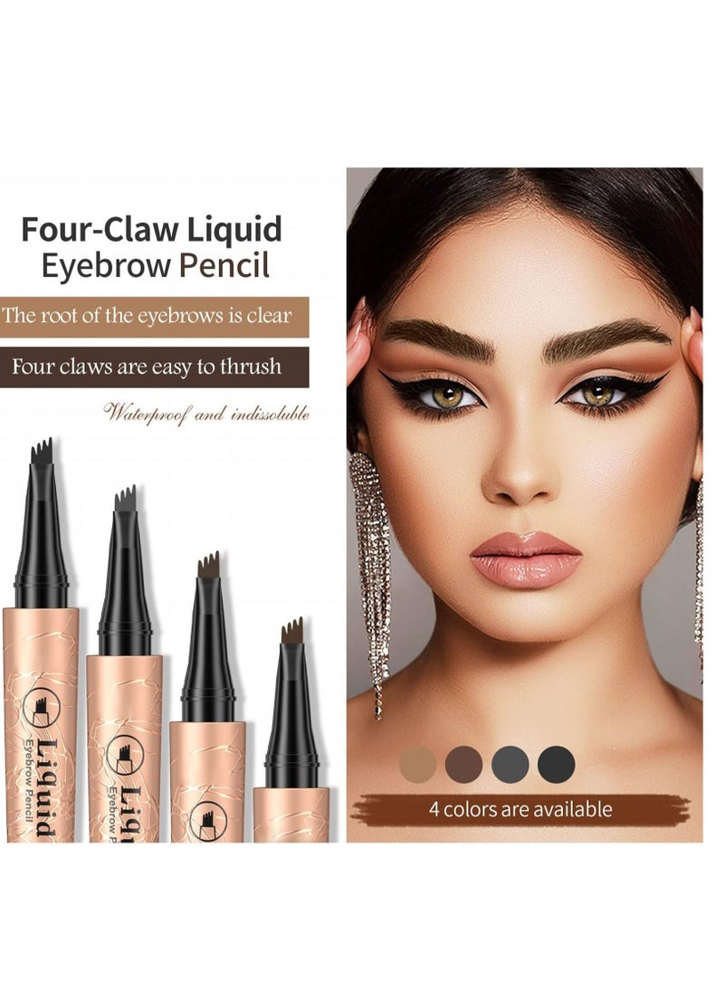 Eyebrow Pencil with an Upgrade Micro Fork Tip Applicator Waterproof Long Lasting Microblading Pencil for Eyebrows Microblading Pen for Natural Looking Brows Makeup Black #4