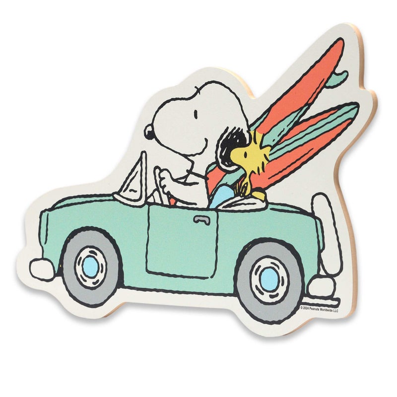 Open Road Brands Peanuts Snoopy and Surfboards in Car Wood Wall Decor - Fun Snoopy Beach Themed Wall Art for Home Decorating - Image 2