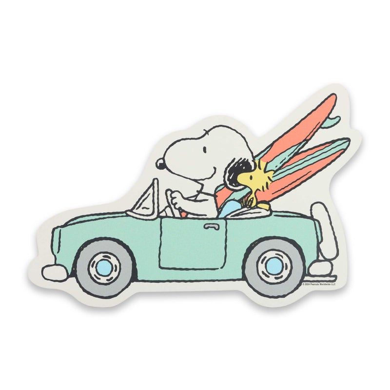 Open Road Brands Peanuts Snoopy and Surfboards in Car Wood Wall Decor - Fun Snoopy Beach Themed Wall Art for Home Decorating - Image 1