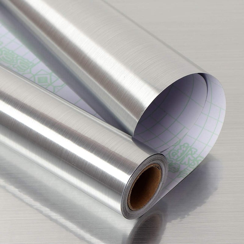 Livelynine 197x24 Inches Extra Wide Stainless Steel Contact Paper Silver Peel and Stick Wallpaper for Kitchen Adhesive Nickel Appliances Stove Cover Refrigerator Dishwasher Fridge Covers Waterproof - Image 5