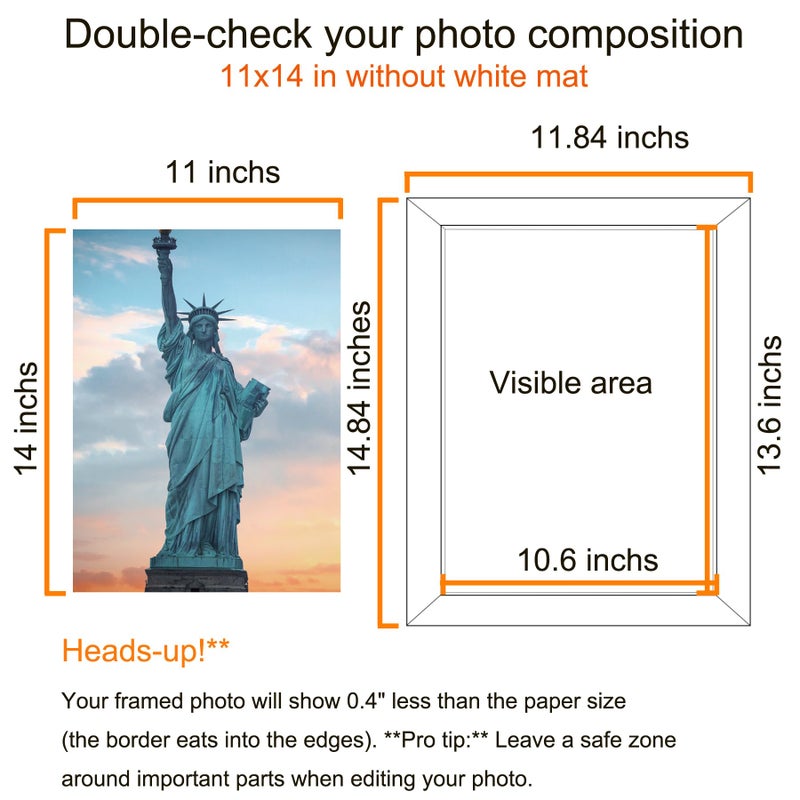 SESEAT 11x14 Frames, Display Pictures 8x10 With mat or 11x14 Prints Without Mat,Wall Mounting,Brown,6PCS - Image 4