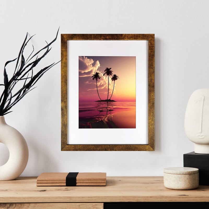 SESEAT 11x14 Frames, Display Pictures 8x10 With mat or 11x14 Prints Without Mat,Wall Mounting,Brown,6PCS - Image 3