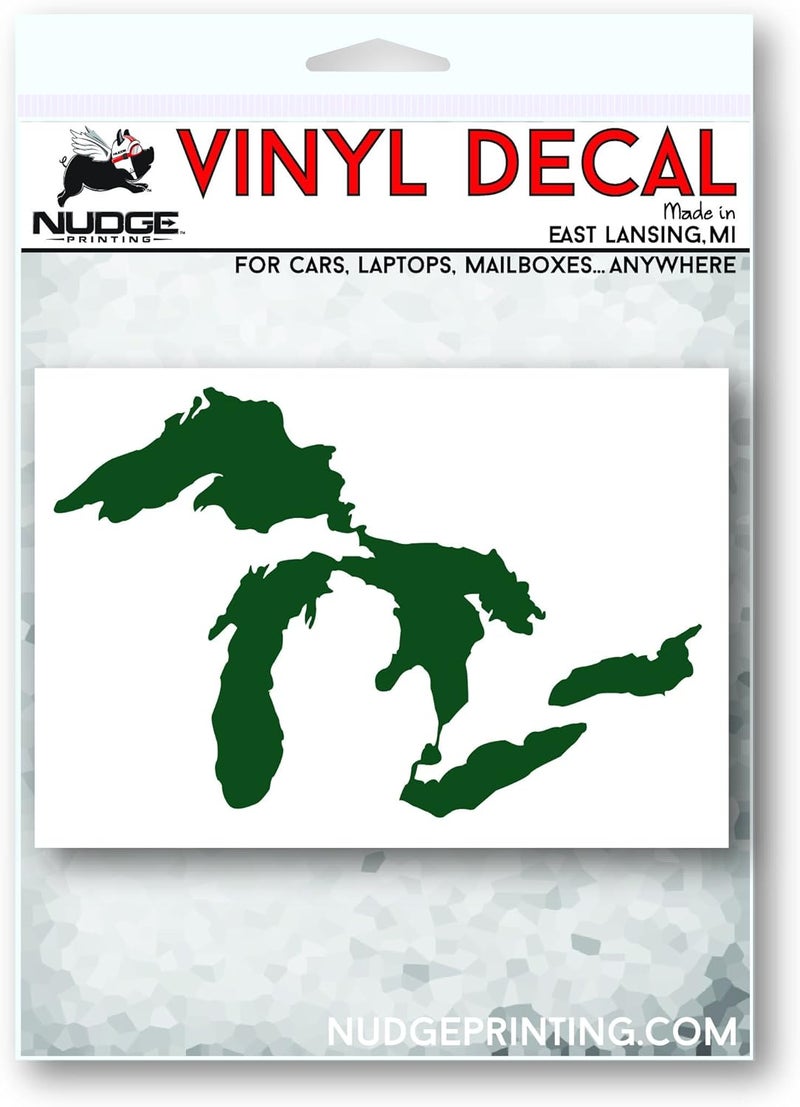 Nudge Printing Great Lakes Sticker Michigan Car Decal Premium Heavy-Duty Waterproof Vinyl for Bumpers, Windows, Laptops, Water Bottles or Coolers (Green, 4.75" Wide) - Image 3