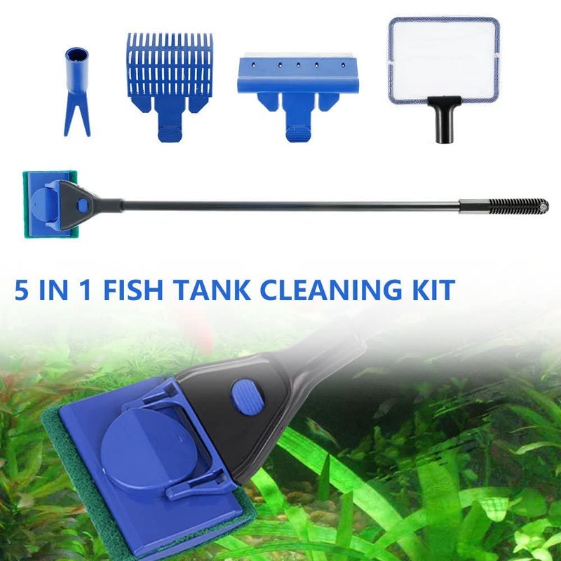 VAYINATO Petzlifeworld 5 in 1 Aquarium Cleaning and Maintenance Kit (Fish Net, Plant Fork, Cleaning Sponge, Gravel Rake, Algae Scraper) - Image 3