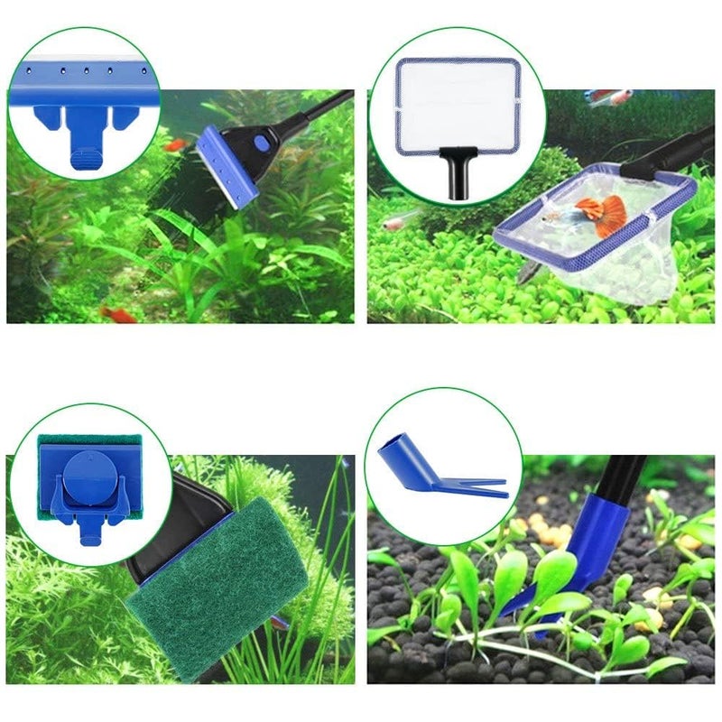 VAYINATO Petzlifeworld 5 in 1 Aquarium Cleaning and Maintenance Kit (Fish Net, Plant Fork, Cleaning Sponge, Gravel Rake, Algae Scraper) - Image 5