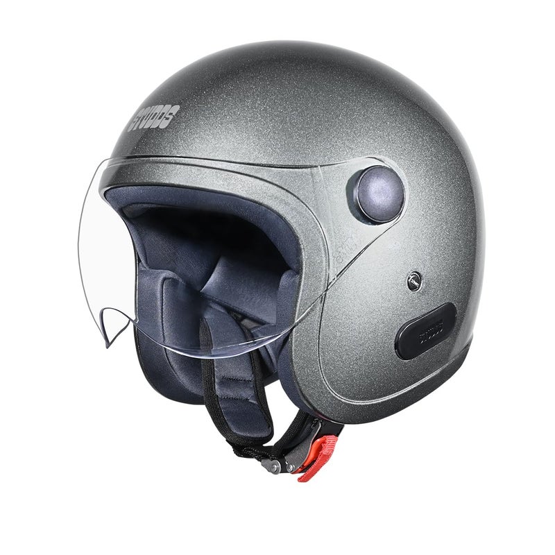 Studds Jet Open Face ISI Certified Helmet with Chopper Visor Gun Grey - L - Image 4