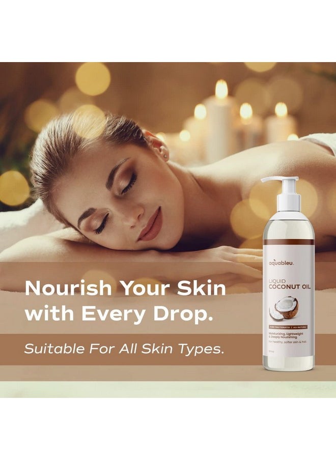 Aquableu - Fractionated Liquid Coconut Oil 100% Pure And Allnatural Moisturizing Lightweight And Deeply Nourishing Promotes Healthy Softer Skin & Hair Hydrating 12 Oz - Image 1