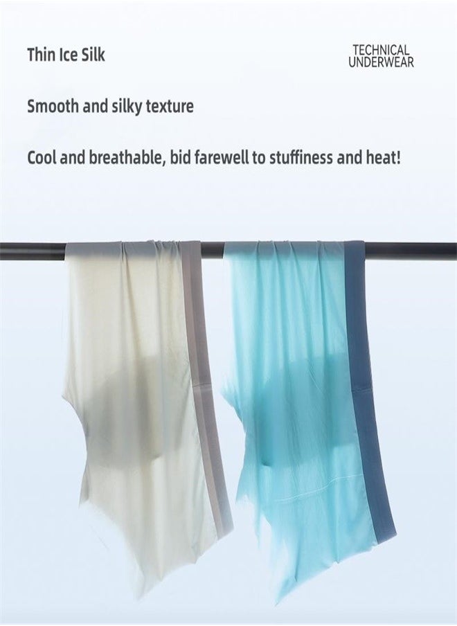 MIIOW - 3pcs Ice Silk Men's Panties AAA Conductive Antibacterial Men Underwear Summer  Seamless Boxer Shorts - Image 1
