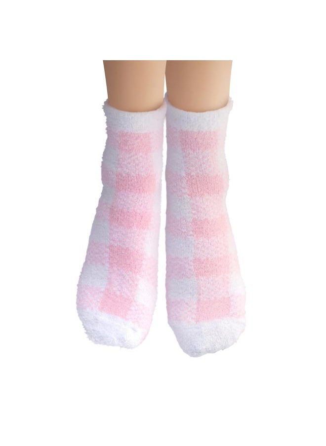 Earth Therapeutics - Aloe Socks - Double Pack - PINK PLAID (2 Pairs) - Image 1