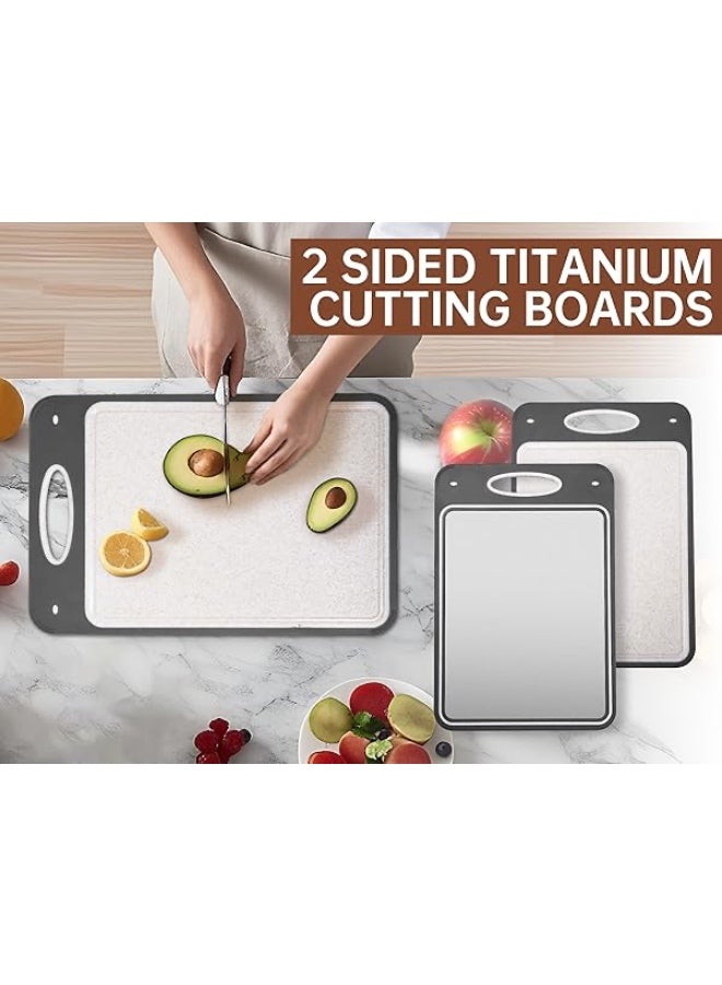 SH PROTECT TOUCH Double Sided Cutting Board 304 Stainless Steel and Wheat Straw PP Large 16”×11”Food-Grade Non-Toxic& BPA-Free Chopping Board for Meat&Vegetables - Image 5