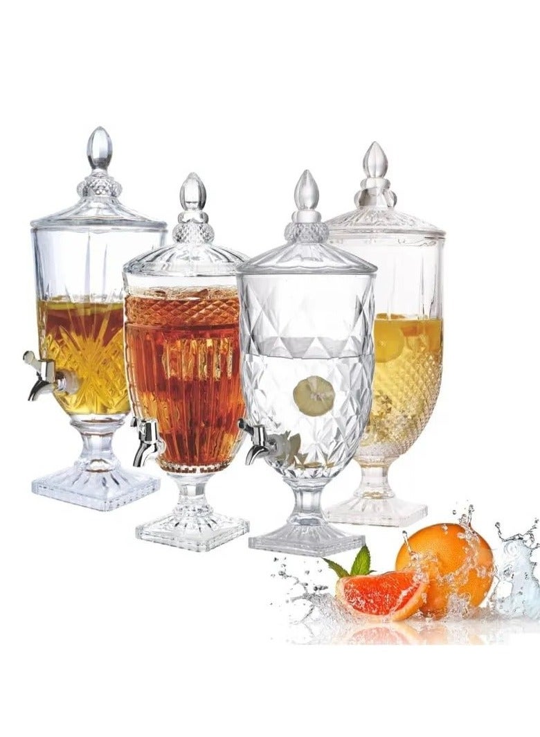 كيتشينو موزع مياه باردة زجاجي سعة 3000 مل، موزع مشروبات، إبريق زجاجي مع صنبور، موزع مشروبات، إبريق زجاجي - Image 2