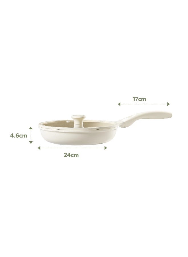 Redchef مقلاة ووك من سلسلة ريدشيف ستار سيراميك روك 24 سم مع غطاء، خالية من مركبات PFAS وPTFE وPFOA، ومناسبة لجميع أنواع المواقد (أبيض). - Image 1