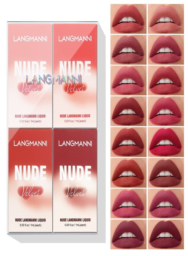 Joyeee Mini Matte Lip Glaze Set, 16Pcs Liquid Lip Gloss with Gift Box, Rose Nude Red Lip Gloss Lip Stain Long Lasting Waterproof Non-Stick Lip Make Up Gift Set for Mum, Wife and Daughter - Image 1