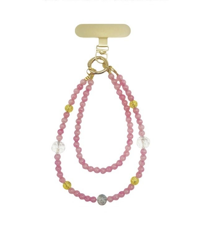 Handmade Premium Crystal Phone Strap-Desert Rose - Image 1