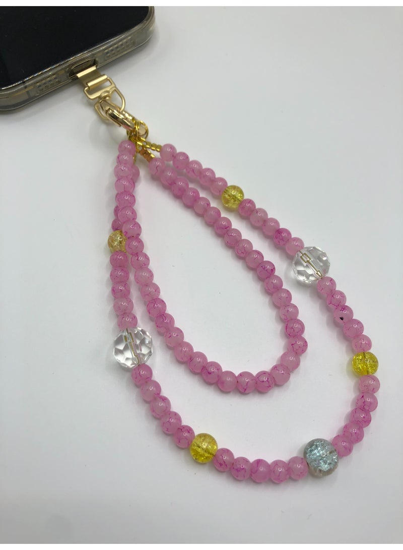 Handmade Premium Crystal Phone Strap-Desert Rose - Image 2