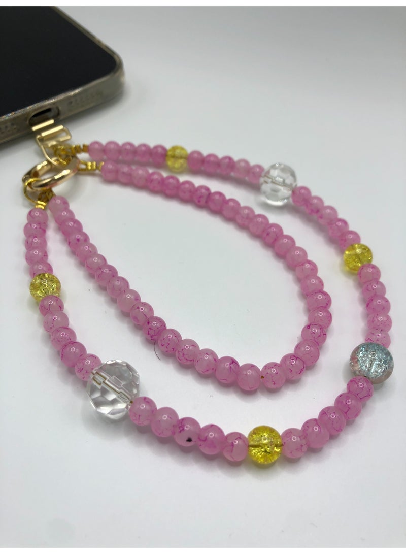 Handmade Premium Crystal Phone Strap-Desert Rose - Image 4