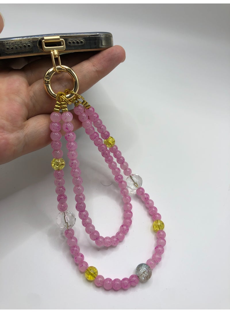 Handmade Premium Crystal Phone Strap-Desert Rose - Image 5