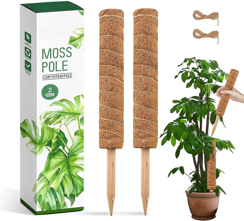 woobles Moss Pole - 12/16/20 Inch Moss Poles for Plants Monstera, 2 Pack Natural Coco Plant Pole for Climbing Indoor Potted Plants to Grow Upwards, Train Creeper Plants Grow Upwards (20Inch) - Image 1
