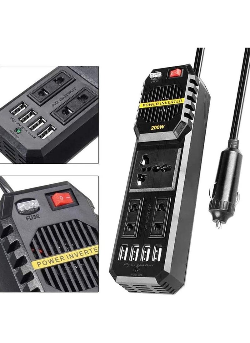200W Car Inverter 12V to 220Volt DC to AC Converter 4 USB 3.1A Charger Wave Auto Adapter Voltage Transformer 12V