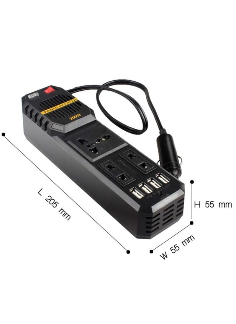 200W Car Inverter 12V to 220Volt DC to AC Converter 4 USB 3.1A Charger Wave Auto Adapter Voltage Transformer 12V