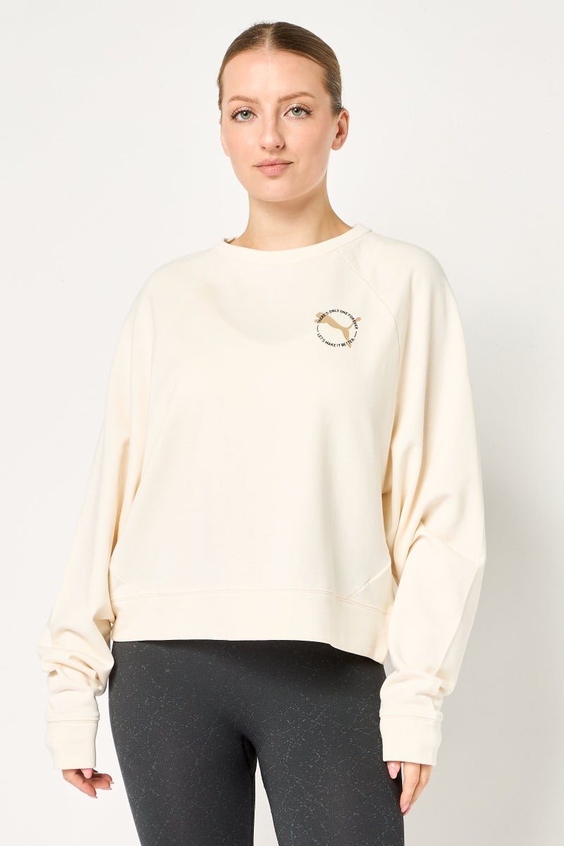 PUMA Women Sportswear Fit Long Sleeve Outdoor Sweatshirt, Off White - Image 1