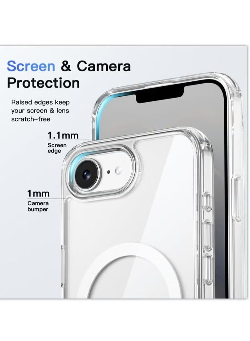 ELTRAZONE iPhone 16E Clear Magnetic Case | MagSafe Compatible | Hybrid Crystal Clear Hard Back Case | Shockproof Silicone Frame | Slim Transparent Protective Cover for Apple iPhone 16E - Image 5