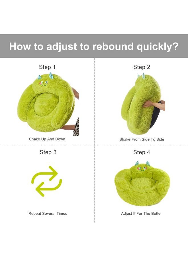 SKDK Calming Donut Pet Bed, Plush Anti-Anxiety Dog & Cat Bed for Small Pets, Soft Indoor Cuddler Bed with Non-Slip Bottom, Medium (24"x24"x14"), Green - Image 5