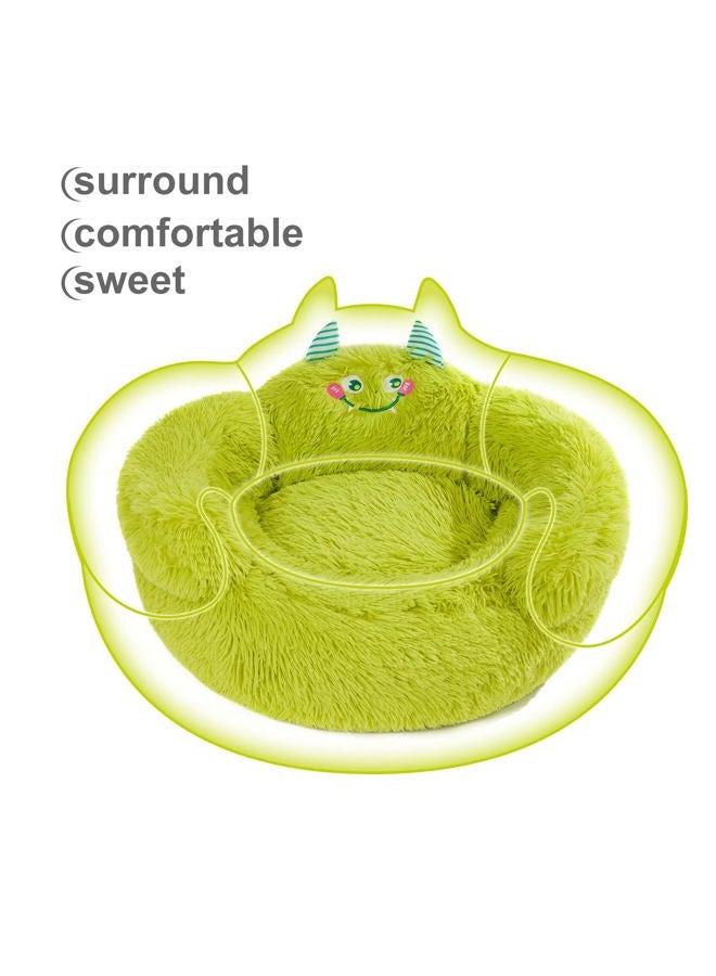 SKDK Calming Donut Pet Bed, Plush Anti-Anxiety Dog & Cat Bed for Small Pets, Soft Indoor Cuddler Bed with Non-Slip Bottom, Medium (24"x24"x14"), Green - Image 3