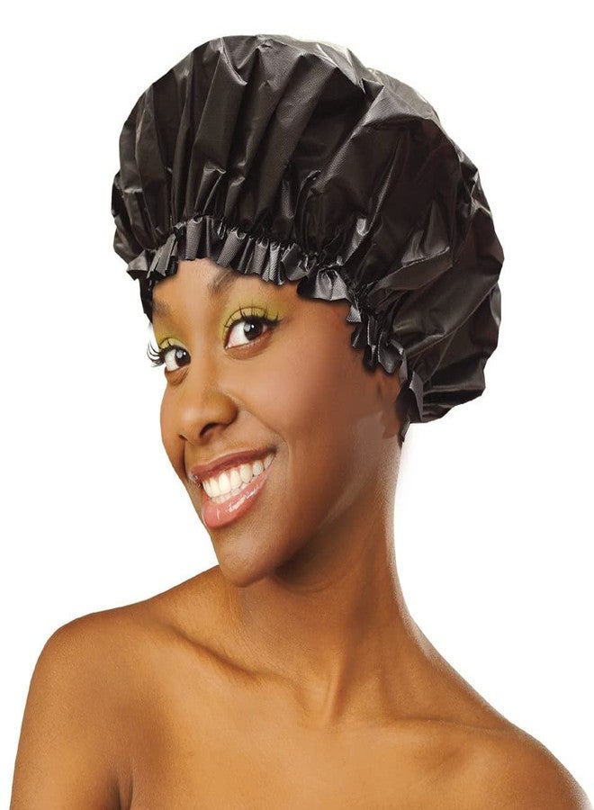 DONNA Shower Cap for Women, Shower Caps for Women Reusable Waterproof Travel Accessories for Women Spa Large, 1PC BLACK COLOR