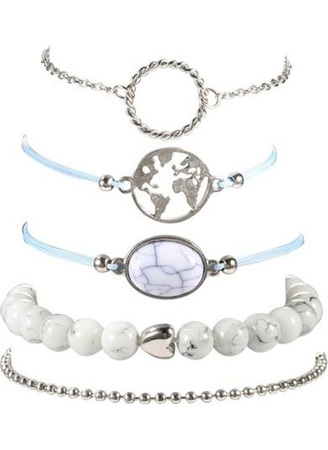 NIBEMINENT - 5-Piece Stone Bead Fashion Bracelets - Image 1