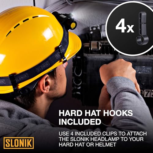 Slonik مصباح رأس SLONIK القابل لإعادة الشحن - 1000 لومن LED مصباح رأس قابل لإعادة الشحن عبر USB - مصباح رأس مقاوم للماء IPX4 مع شعاع ضوء ساطع بطول 60 قدم - معدات التنزه والتخييم في الهواء الطلق، أسود - مصباح رأس LED - Image 5