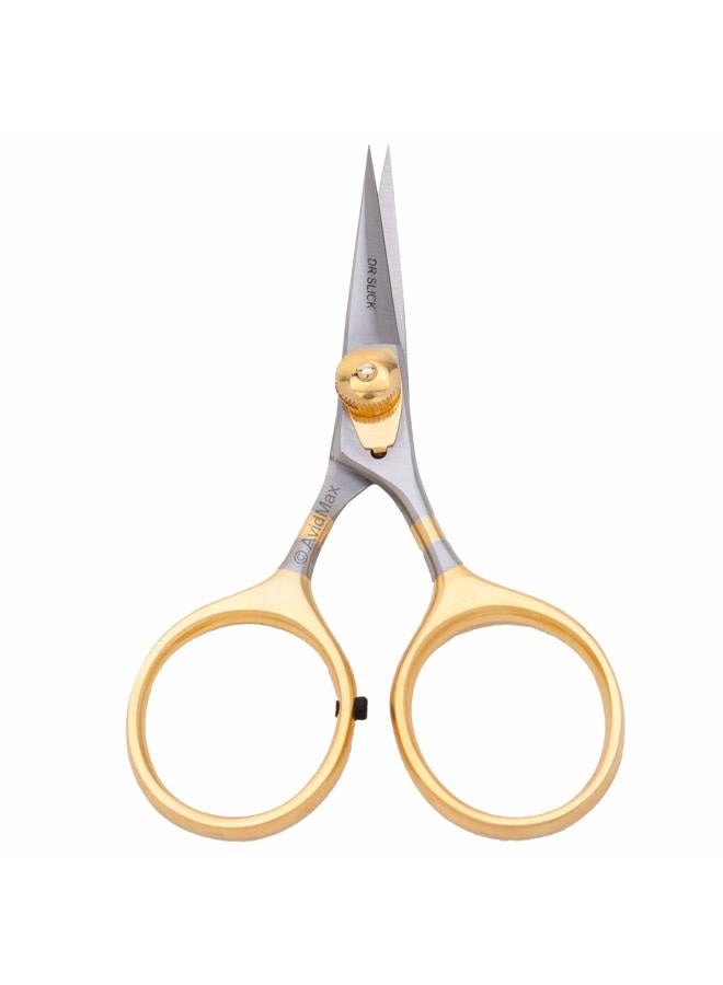 Dr. Slick Hair Razor Scissor, 4-1/2", Gold Loops, Adjustable Tension, Straight - Image 1