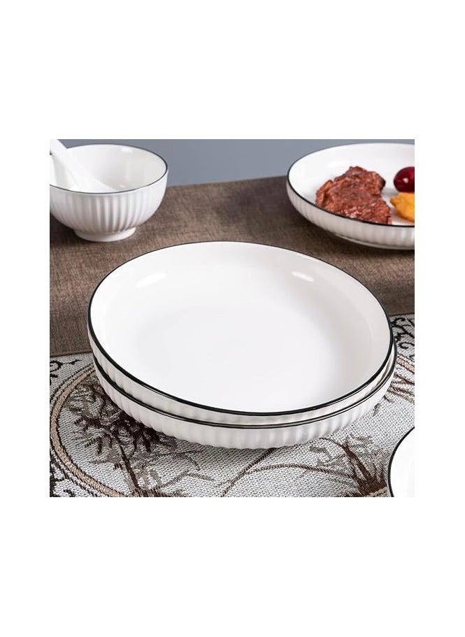 24-Piece Dinnerware Set, Lightweight Round Plates (Dishes, Bowls,Plates), Porcelain Dinnerware Set, Dinnerware Set, Dinner Plates, Plates and Bowls Sets,Microwave and Dishwasher Safe (White) - pzsku/Z5C65FA310264D3EDC562Z/45/_/1720881891/e083db4b-b0d0-4579-9db7-dfcd6faee4f6