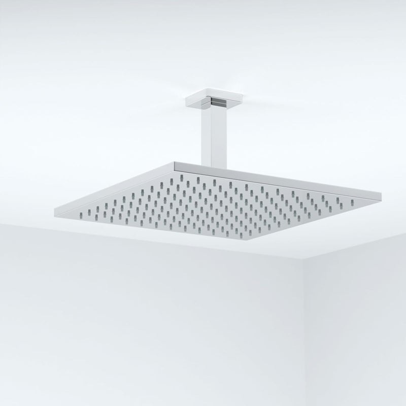 KATAIS Chrome 4 inch Straight Shower Arm, Ceiling Mount Square Shower Head Extension Arm with Flange, for Fixed Shower Head & Handheld Showerhead - Image 2