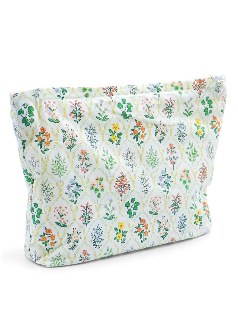 KASTWAVE Makeup Bag for Women, Flower Cosmetic Bag, Large Capacity Canvas Makeup Pouch with Zipper, Personalized Small Makeup Bag for Women Zipper Pouch Organizer Bags Gift Idea - Image 1