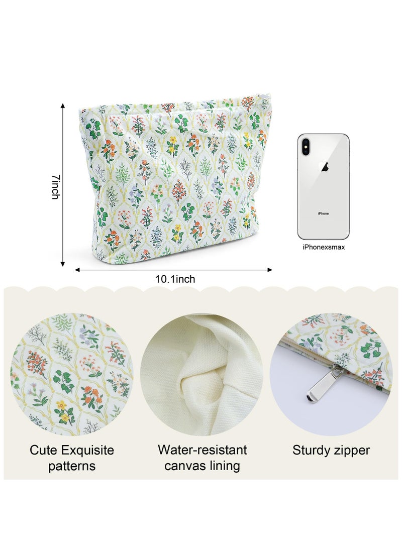 KASTWAVE Makeup Bag for Women, Flower Cosmetic Bag, Large Capacity Canvas Makeup Pouch with Zipper, Personalized Small Makeup Bag for Women Zipper Pouch Organizer Bags Gift Idea - Image 2