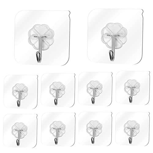 LYDL Adhesive Hooks Kitchen Wall Hooks Heavy Duty 13.2lb(Max) Nail Free Sticky Hangers with Stainless Hooks Reusable Utility Towel Bath Ceiling Hooks (15) - Image 2