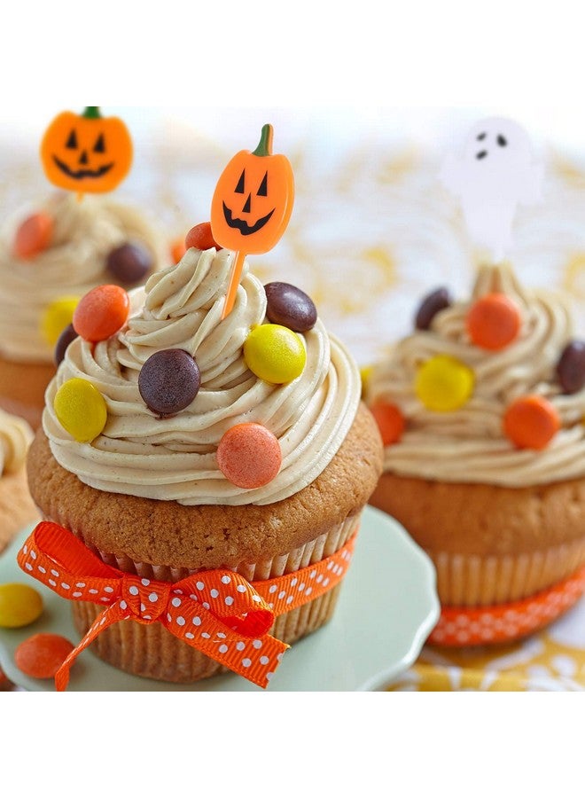 Tatuo 50 Pieces Plastic Halloween Toothpicks Halloween Cupcake Topper Cake Decorations Picks Ghost Decor for Kids Birthday Themed Party Favors Supplies - Image 5