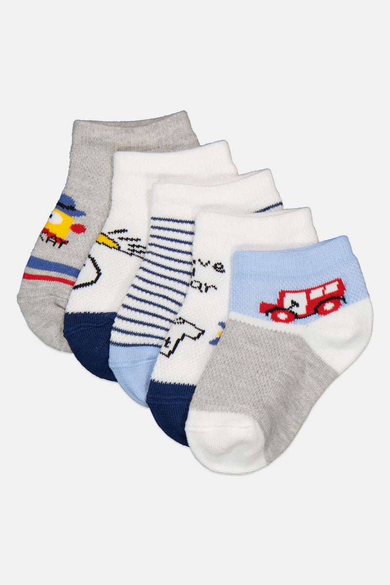 RBX Kids Boy 5 Pairs Allover Print Ankle Socks, Multicolor  - Image 1