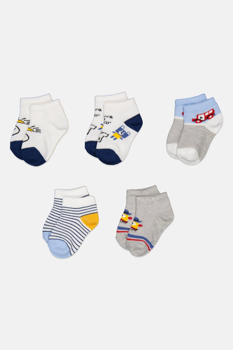 RBX Kids Boy 5 Pairs Allover Print Ankle Socks, Multicolor  - Image 2