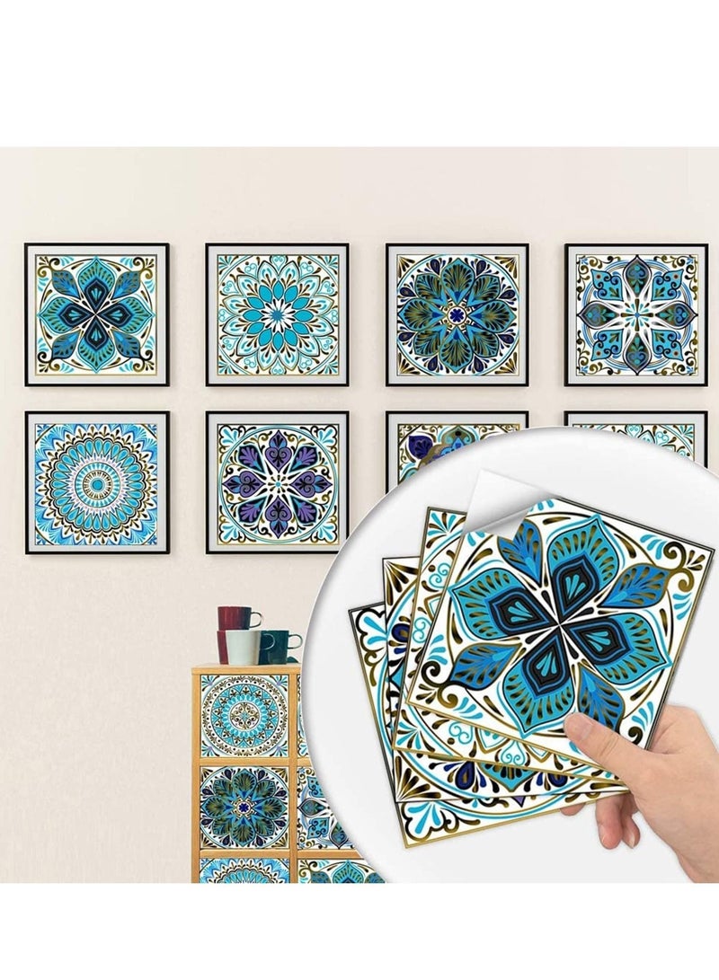 كابتن تيك Tile Sticker Mandala Style, 4x4 Inch(10x10cm) Traditional DIY Murals, Waterproof Oil Proof Removable Decals for Bathroom & Kitchen Backsplash Wall Stickers (MTL-01) 20 PCS KSA | Riyadh, Jeddah - Image 1
