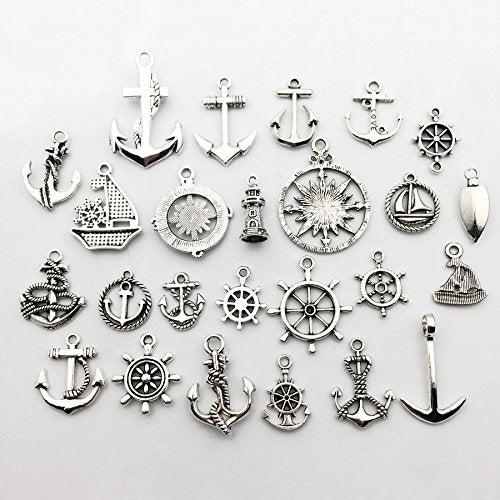 iloveDIYbeads Nautical Charm Collection-50 Pcs Craft Supplies Nautical Ship Wheel Anchor lig Charms Pendants for Crafting, Jewelry Findings Making Accessory For DIY Necklace Bracelet (M066) - Image 5
