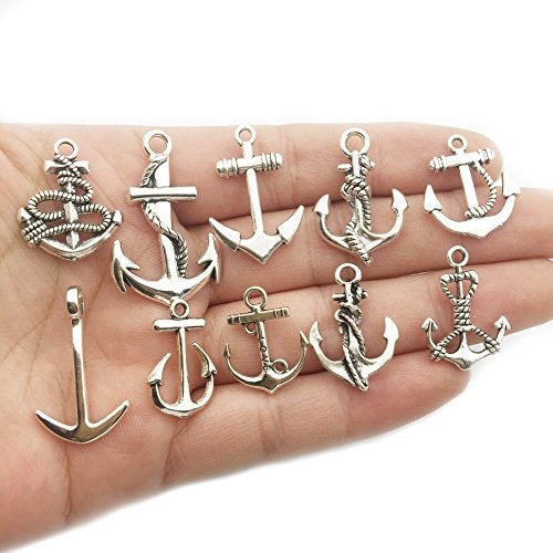 iloveDIYbeads Nautical Charm Collection-50 Pcs Craft Supplies Nautical Ship Wheel Anchor lig Charms Pendants for Crafting, Jewelry Findings Making Accessory For DIY Necklace Bracelet (M066) - Image 3