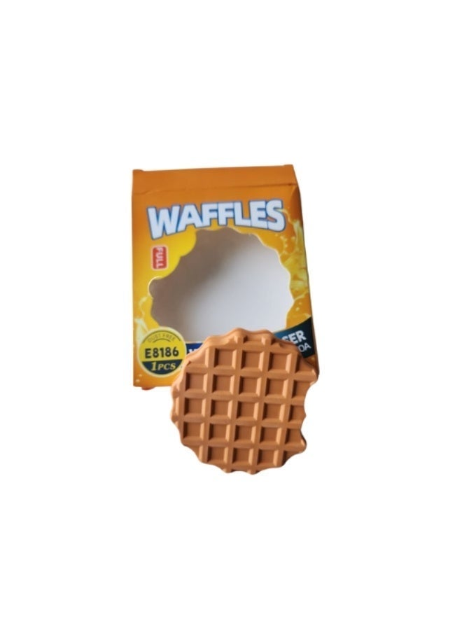 Moon Berry Food Shape Erasers for Kids – Realistic Waffle Design, Non-Toxic Rubber Eraser, Cute Stationery Gift for School & Party Favors (1 Pc) (Waffles Eraser) - Image 1