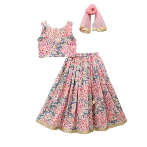 GORLYA Polyester Rayon,Silk,Cotton Girl's Lehenga Choli Set (Lc-Ar-1001_Multicolour_3 4 Years, Readymade) - Image 1