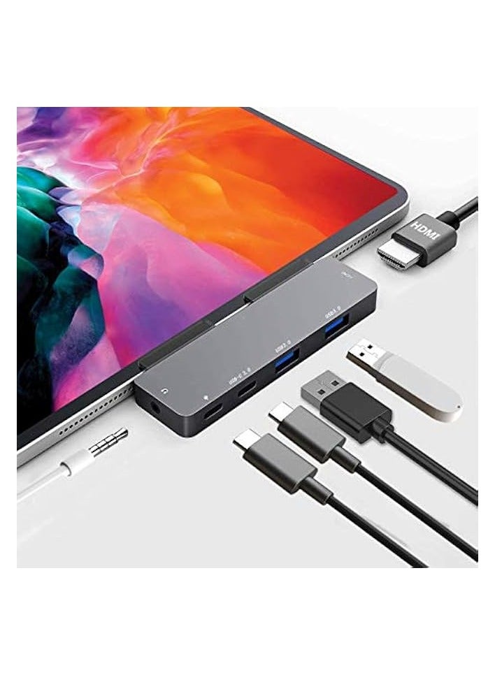 erorex USB C Hub for iPad Pro 2018/2020,6-in-1 Adapter for iPad Pro 11/12.9 with 4K HDMI,3.5mm Headphone Jack with Volume Control,USB C PD Charging&Data,USB C Earphone Jack,USB 3.0  - Image 1