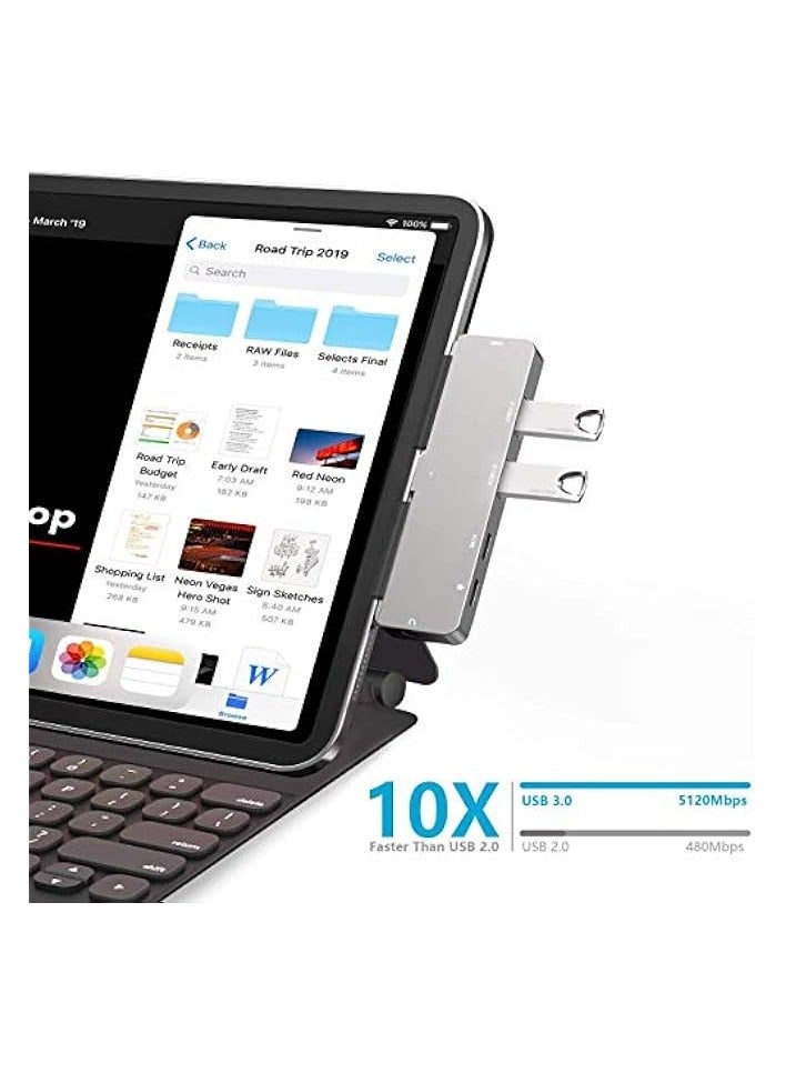 erorex USB C Hub for iPad Pro 2018/2020,6-in-1 Adapter for iPad Pro 11/12.9 with 4K HDMI,3.5mm Headphone Jack with Volume Control,USB C PD Charging&Data,USB C Earphone Jack,USB 3.0  - Image 5