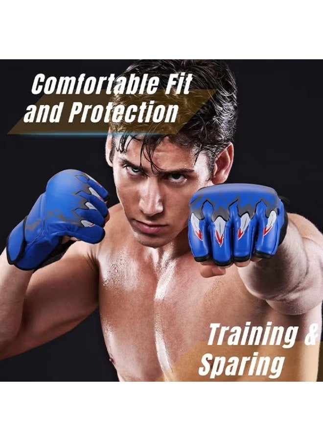 EETU MMA Gloves,Half-Finger Boxing Fight Gloves,Adjustable Wrist Band UFC Gloves,Grappling Sanda Sparring Maga Kickboxing Punching Gloves,Punching Bag Muay Thai Hitting Training Gloves,One Size Fits Most - Image 3